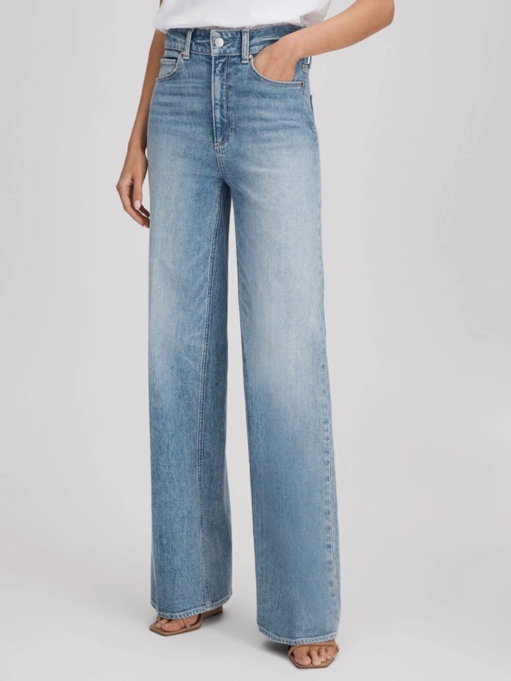 New Paige Sasha Blue Magnifique Wide Leg Jeans - 25